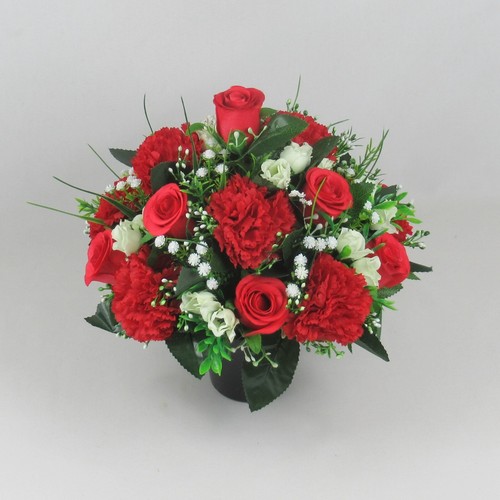 Artificial/silk memorial grave flower arrangement Long lasting Roses Carnations - Picture 3 of 4
