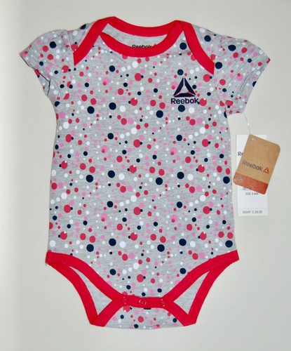 NWT Reebok Infant Girls Pink Gray White 3pc Romper Dream Set sz 3-6M - Picture 2 of 12