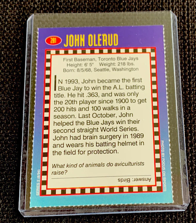 JOHN OLERUD RARE SPORTS ILLUSTRATED FOR KIDS SI TORONTO BLUE JAYS 1994 NM+ - Image 2 of 2