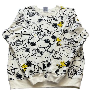Peanuts Girls Sweatshirt Size M (7-9) Tan Snoopy   Crew Long Sleeve Pullover
