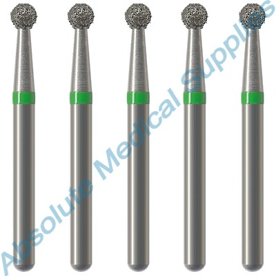 *5-Pieces* NTI Diamond Bur Friction Grip Shank Coarse Round 801-021C-FG