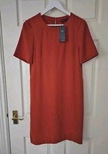 M&S Collection Shift Dress Burnt Orange Size 6 Non Iron New With Tags 