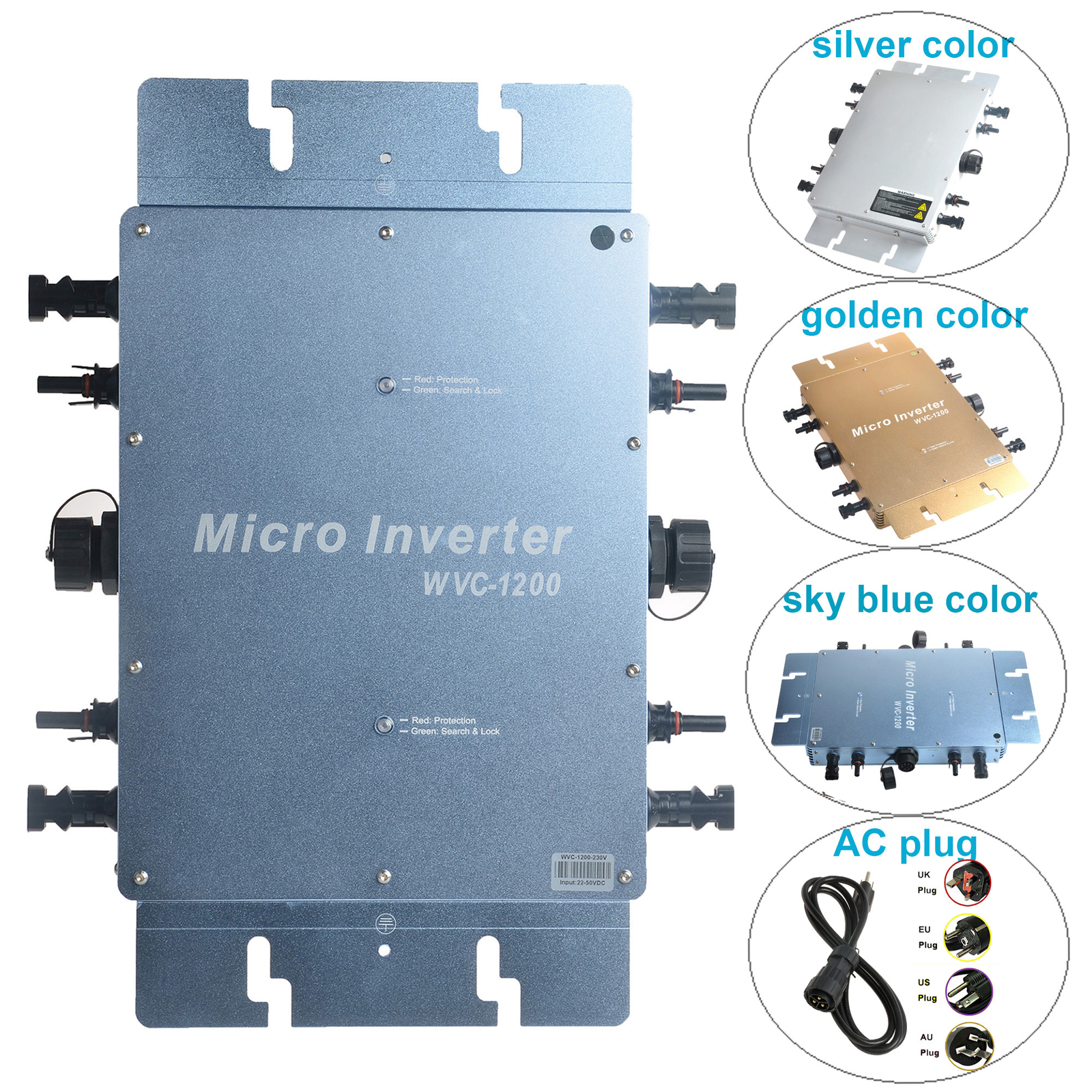Waterproof 1200W Grid Tie Inverter DC22V50V to AC110V/220V MPPT Solar Inverters eBay