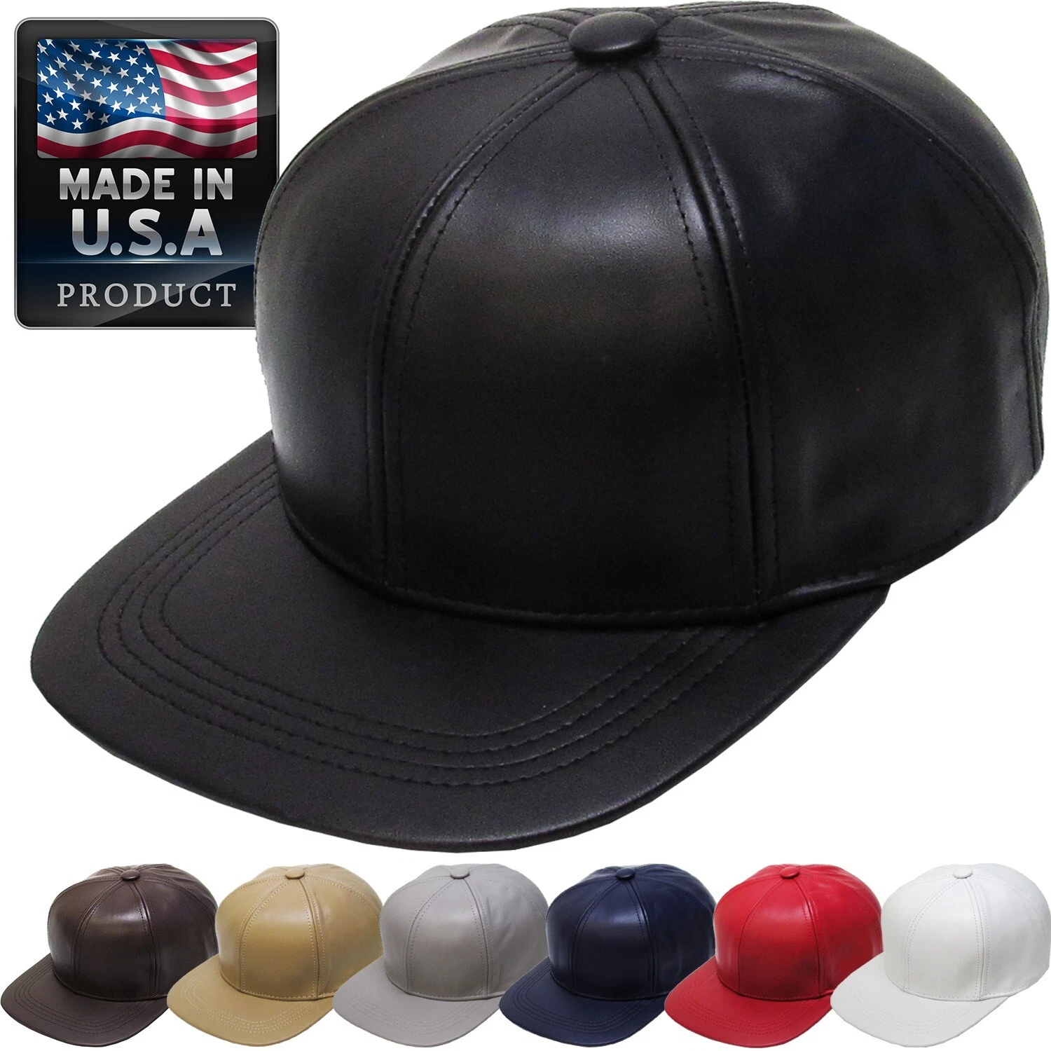 Made In USA 100% Genuine Leather Solid Baseball Ball Cap Adjustable Hat
Opens in a new window or tab