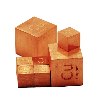 Copper Metal 25.4mm 1 Inch Density Cube 99.95% for Element Collection USA SHIP