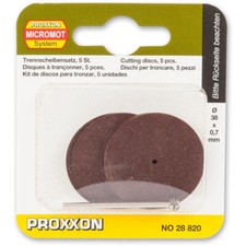 PROXXON Corundum Cutting Discs & Arbor - 38mm (Pkt 5) 28820 From RDGTools