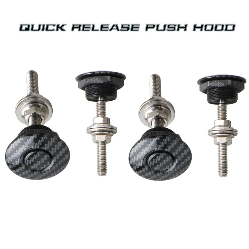 4x Patrón de Fibra de Carbono Coche Botón Capó Liberación Rápida Capó Pasadores Clip de Bloqueo Foto 2 de 4