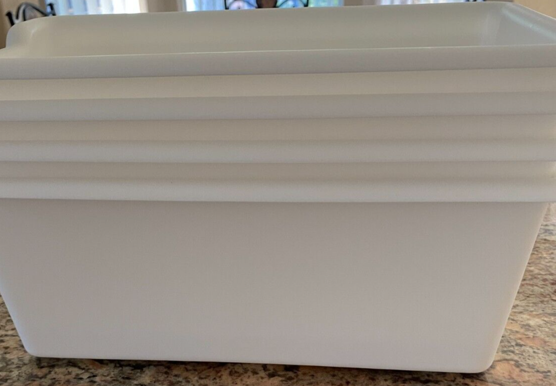 4 Ankyo Target White Plastic Storage Bins Pantry Organizers 13"x8