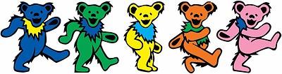 Dancing Bears Grateful Dead Head Vinyl Decal Set 6'' width