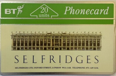 Vintage Selfridges BT Telefonkarte 