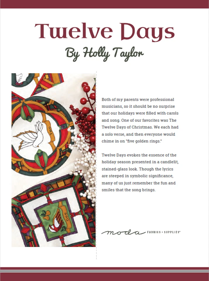 Twelve Days Moda Charm Pack 42 100% Cotton 5" Precut Fabric Squares - Image 3 of 4