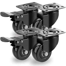 4 X Heavy Duty 50mm Swivel Castor Wheels Trolley Furniture Casters PU 200kg