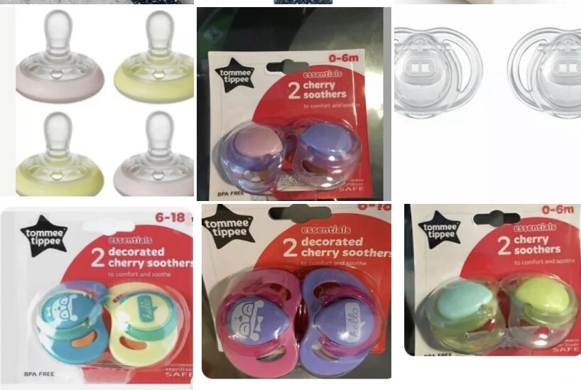 Tommee Tippee Cherry and different shapes soothers 0 6 Month 6 18 M