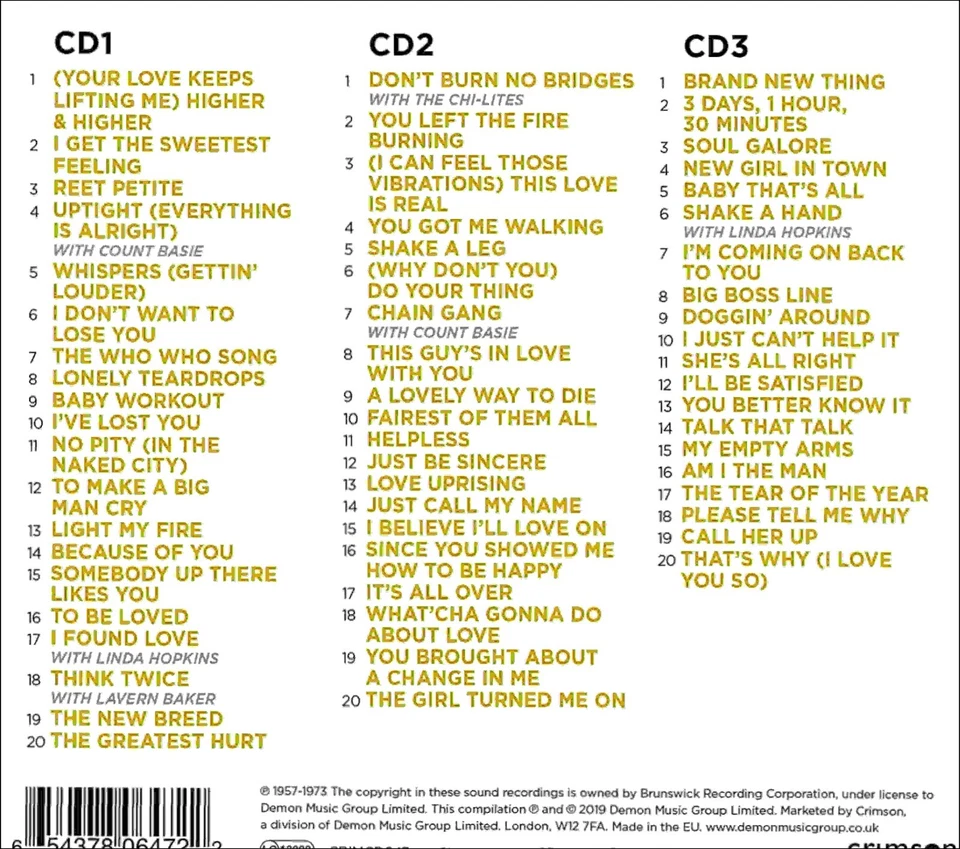 JACKIE WILSON * 60 Greatest Hits * New 3-CD SET * All Original Songs Foto 2 de 3