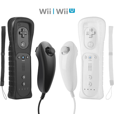 2Pack Built in Motion Plus Remote Nunchuck Controller Set For Wii