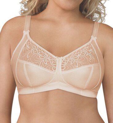Exquisite Form 5100514 Wirefree 4-Part Cup Bra with Embroidered Mesh