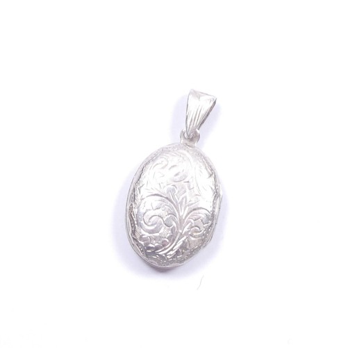 Vintage Medaillon Anhänger oval gejagt gemustert 925 Sterlingsilber 3,6 g - Bild 3 von 7