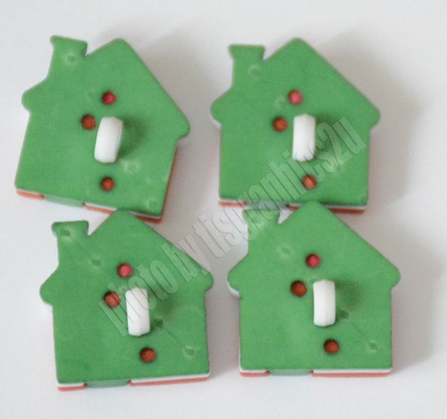 4 Lebkuchen Landhaus Knöpfe / Knöpfe Galore Holiday Button / Schaft - Bild 2 von 2