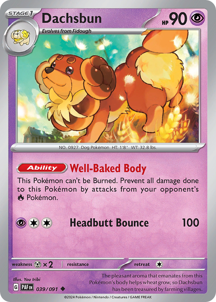 Dachsbun 39/91 Uncommon | Paldean Fates | Pokemon Card