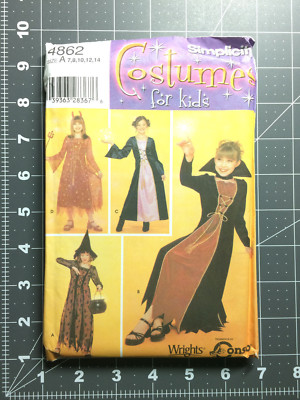 Simplicity #4862 ~ Pattern Witch Vampire Mage Robe ~ Child 7 8 10 12 14 ~ UC FF