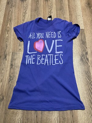 The Beatles Shirt, Women's Size Small, Purple, ALL YOU NEED