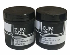 2 Pack Zum Face Charcoal Sugar Facial Scrub by Indigo Wild 4oz Jars (A5)
