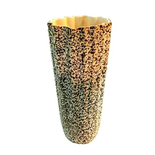 VTG  Royal Haeger 12" Mid Century Modern Vase Brown Popcorn Stone Lace Retro