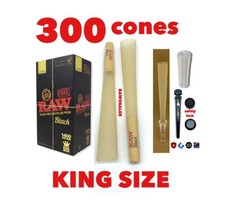 Cono RAW negro tamaño king (300PK) + tubo Philly + punta de soporte de cono de vidrio