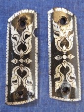 1911 FLORAL SCROLL WOOD PEARL INLAY FULL SIZE GRIPS NOS FAST USA SHIPPER