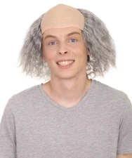 Old Bald Man Wig Gray Costume Capless Halloween Cosplay Party Wig for Adults