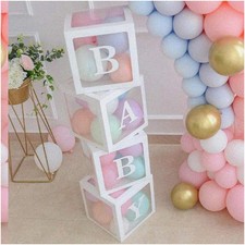Baby Block Bash 4-Piece Letter Balloon Boxes for Gender Reveal