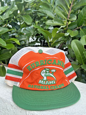 Vtg UMiami Hurricanes National Champions Football SnapBack Mesh Trucker Hat 80s