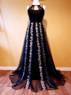 COAST £179 Black embroidered maxi dress Sz 14 prom long party wedding Guest 