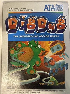 Atari 5200 Dig Dug 1983 Complete Game Vtg Cartridge, Box & Manual Tested Works!