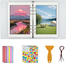7X9 Inch 6-Ring Self Adhesive Photo Album with 30 Sheets/60 Pages, DIY Scrapbook