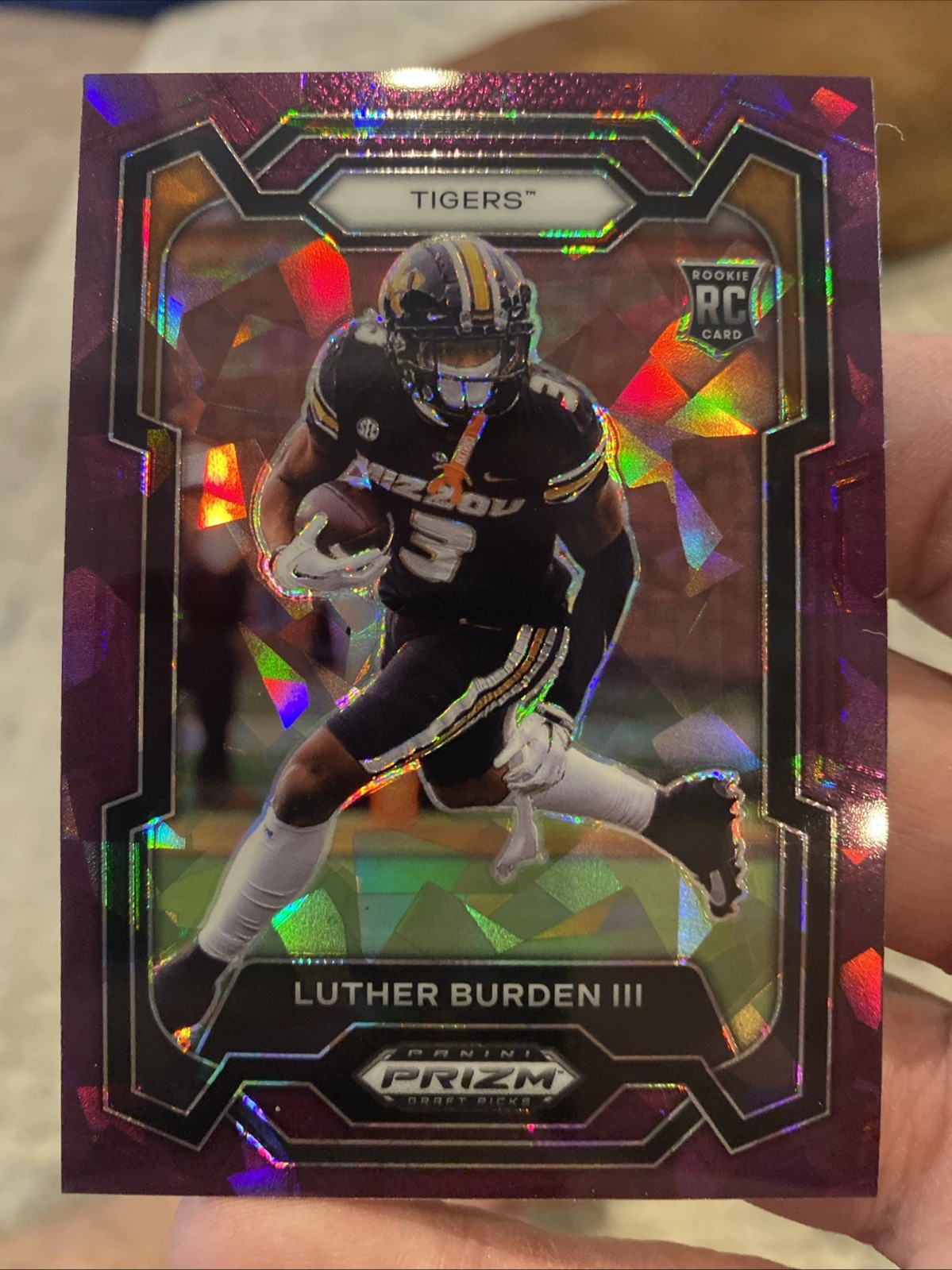 2024 Prizm Draft Luther Burden III Purple Cracked Ice/149 SP Rated Prospect 🔥