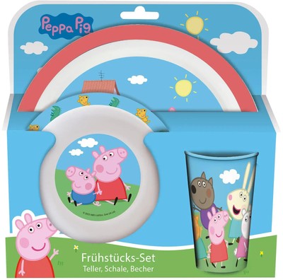 Peppa Pig 3tlg. Frühstücksset Deutsch 2022 P:OS Handels GmbH EAN 4043891361627