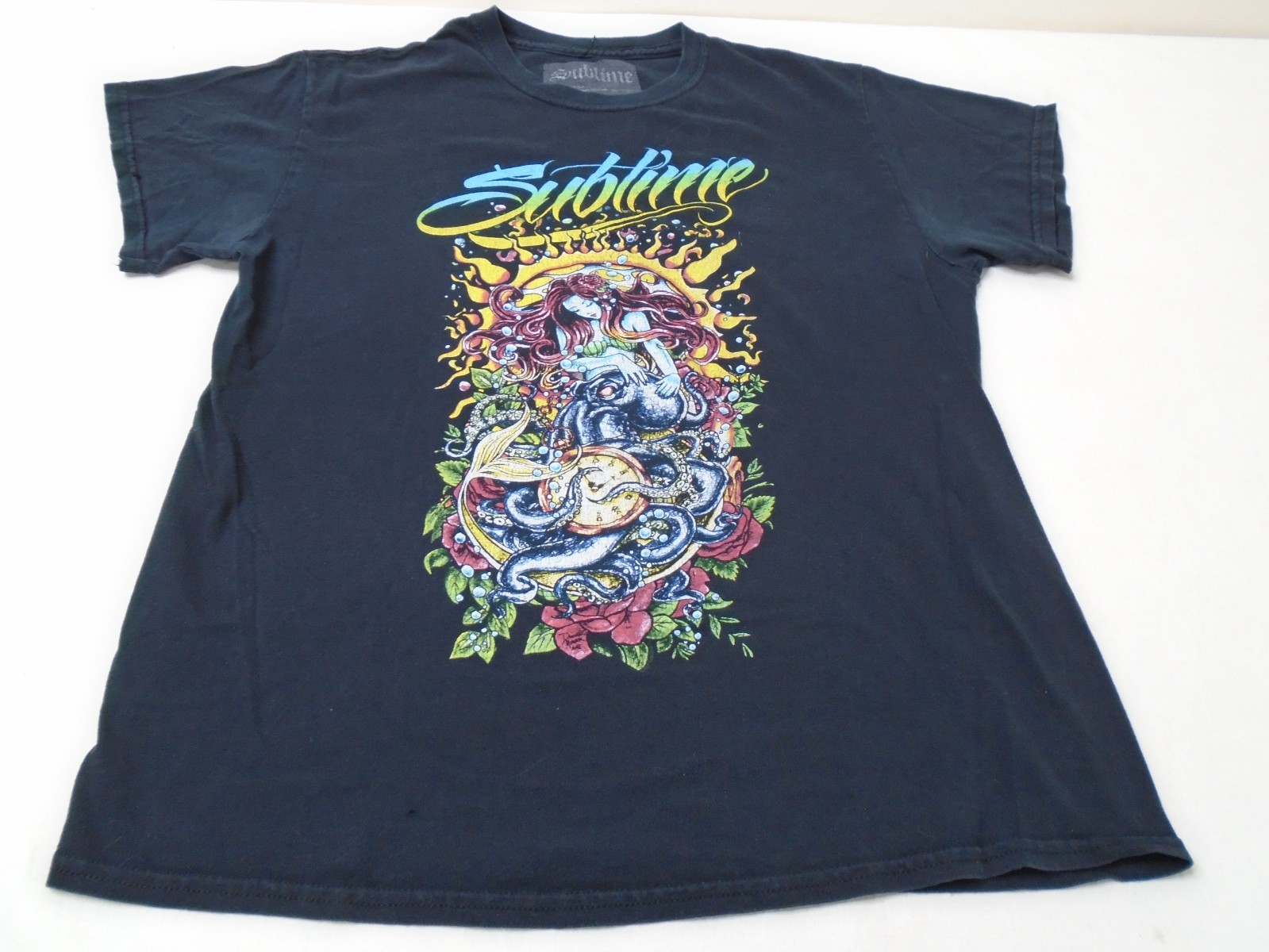 Sublime Mermaid Graphic Shirt Mens Medium Black 4:20 Band Tee Octopus Music