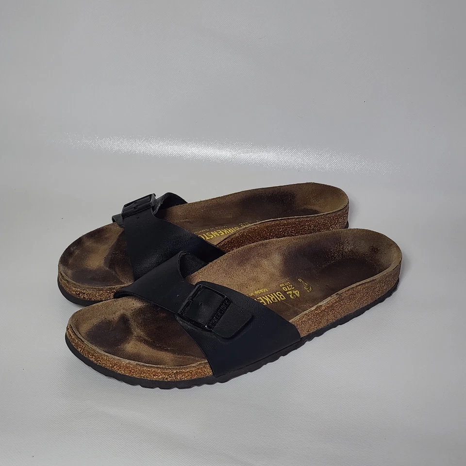 Sandalias Birkenstock Madrid Cuero Negro Talla 11 M 42 Regular Hechas en Alemania Foto 2 de 4