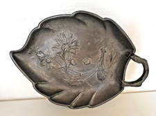 Kayserzinn 4065 Schale Konfektschale als Blatt Margaritenstaude  mit Kugelfüßen