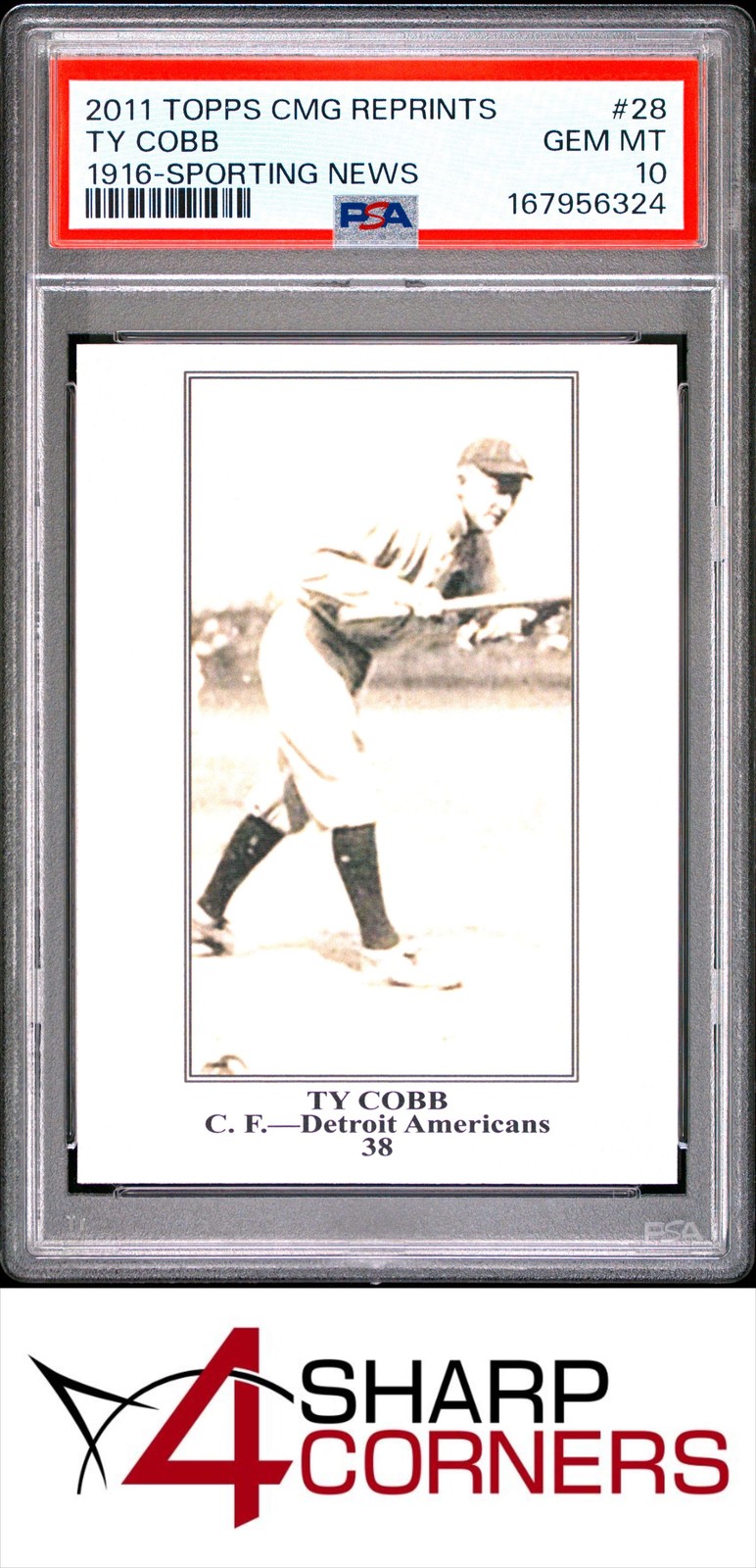 2011 TOPPS CMG REPRINTS #28 TY COBB HOF 1916 SPORTING NEWS PSA 10