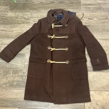 Vintage Lodenfrey Coat Mens Size L/XL? Heavy Wool Brown Plaid Austria With Hood