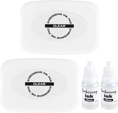 2 Pack 4 Inch Clear Embossing  Pad with 2 0.5 Oz Refill Bottles for Crisp Stampi