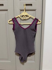 YUMIKO Ballet Leotard Gray Size S Open Back Mesh Small Hole Used Japan