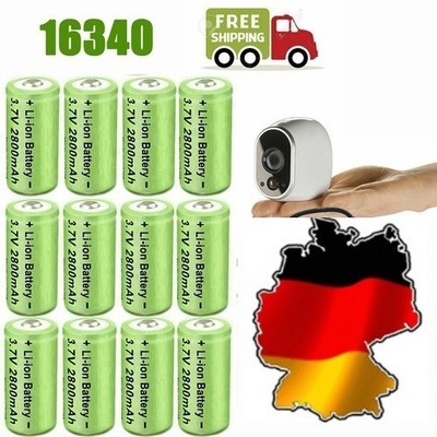 2800mAh Wiederaufladbar 16340 Akku CR123A RCR123A für Arlo Li-Ion Batterien