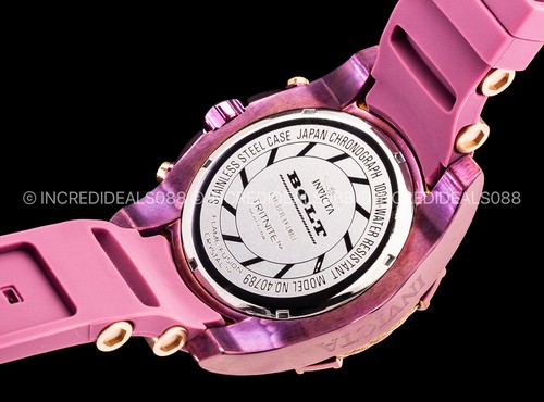Invicta Men BOLT CHRONOGRAPH ROSE GOLD PURPLE CASE DIAL Strap Fashion 52mm Watch - Picture 9 of 11