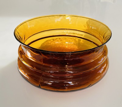 Vintage bernsteinfarbene Glas Pressglas Schale