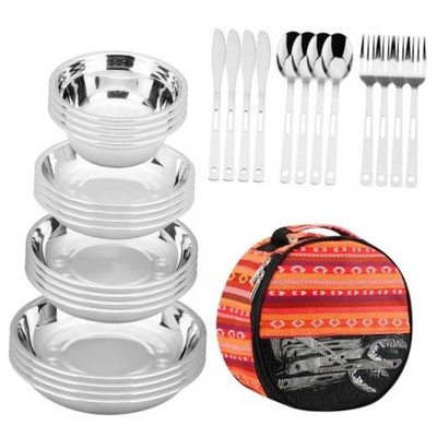 Camping Mess Kits - 28pcs Camping Dinnerware Set Camping Gifts Camping red