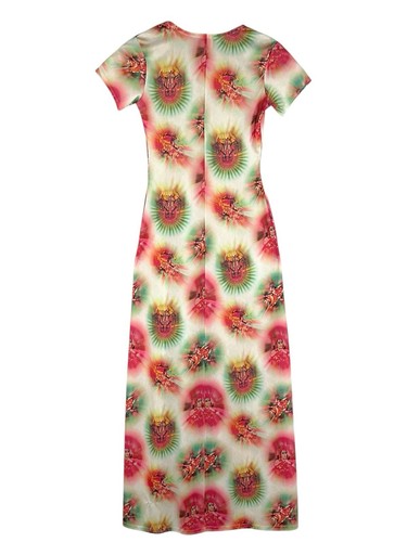 Maxi abito anni 90 Tripp Pop Art mod hippie grunge glam rock Durga Kali S/M - Foto 10 di 13