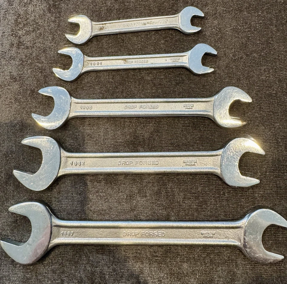 Juego de llaves de extremo abierto GEDORE SAE vintage de 5 piezas, n.º. 12, India, gota forjada Foto 4 de 4